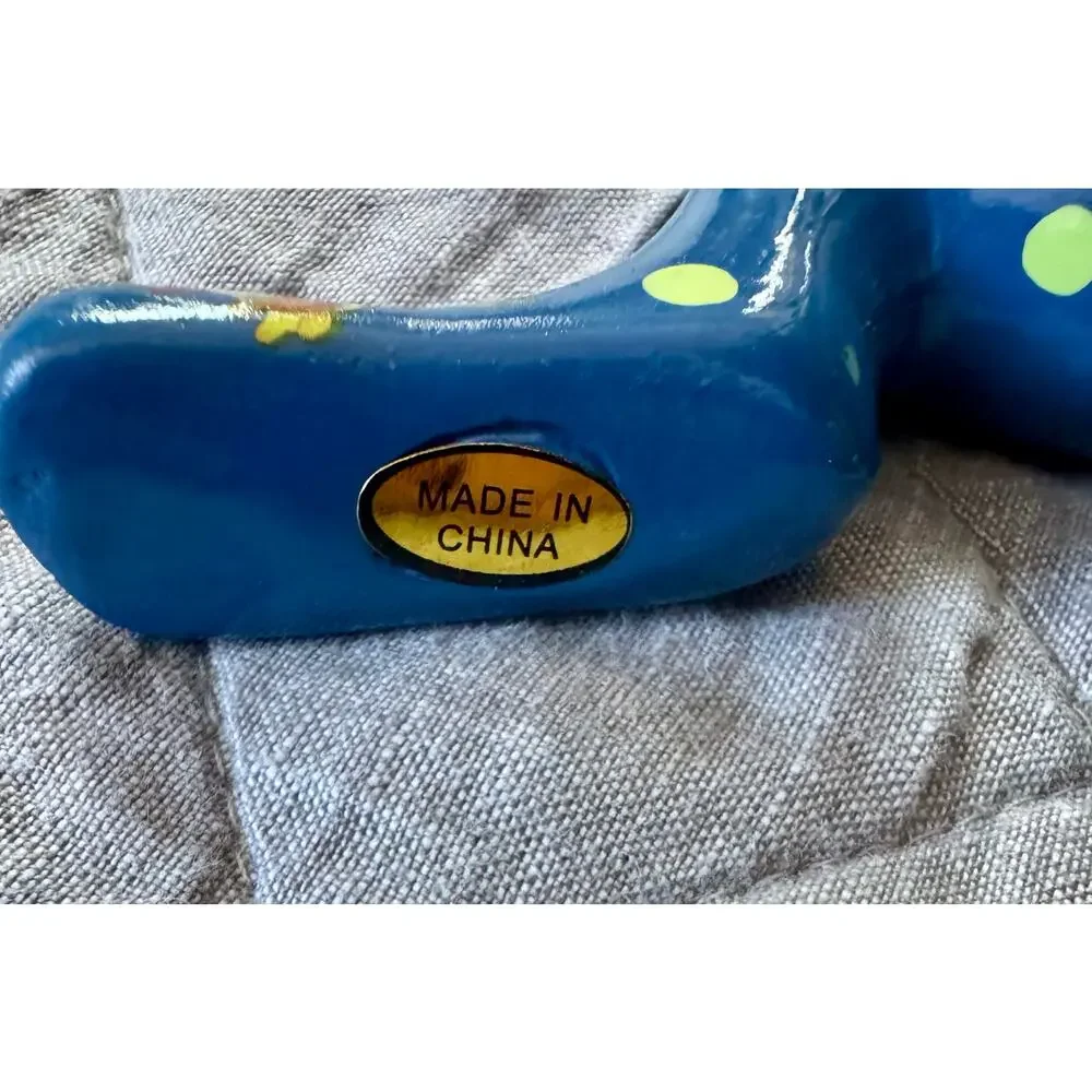 MacKenzie-Childs Lapis Flower Funny Bunny Pot Climber Blue